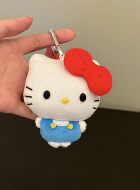 小红书同款迷你豆豆眼黑皮kitty包包挂件毛绒公仔少女钥匙扣礼物