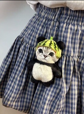 西瓜帽熊猫毛绒玩偶可爱仿真熊猫公仔娃娃少女心挂件生日礼物