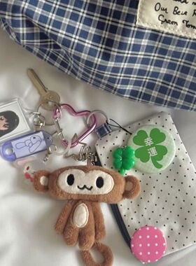 古早味mini鼻嘎小猴毛绒挂件 复古可爱小猴子玩偶 学生书包钥匙扣