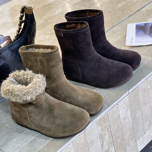 欧版真皮羊羔毛加厚雪地靴女2025冬季新款两穿毛毛勃肯靴加绒棉靴