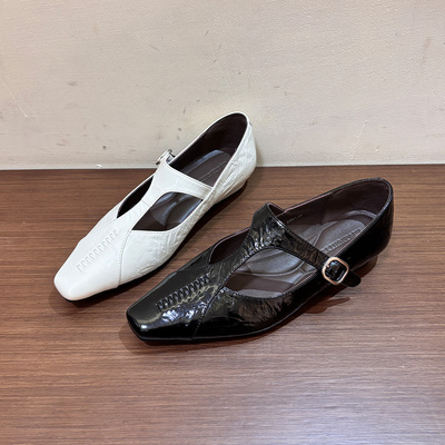 真皮尖头玛丽珍鞋女T型扣百搭通勤单鞋舒适不累脚