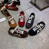 运动休闲平底板鞋 真皮拼色透气软底阿甘德训鞋 女2025新款 红色户外