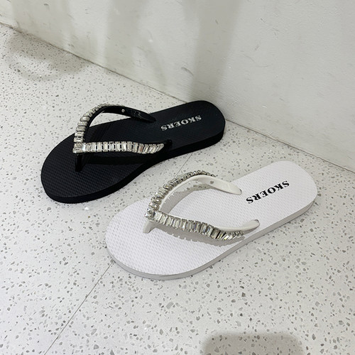 水钻平底人字拖SKOERS防滑休闲