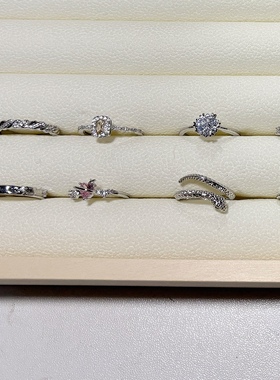 格物《好看不贵小戒指》白金/银色系百搭镀铂金戒指莫桑双层戒指