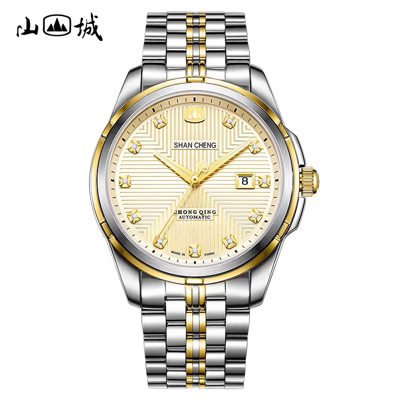 山城手表正品PT5000男表防水机械表经典钢带男士手表腕表