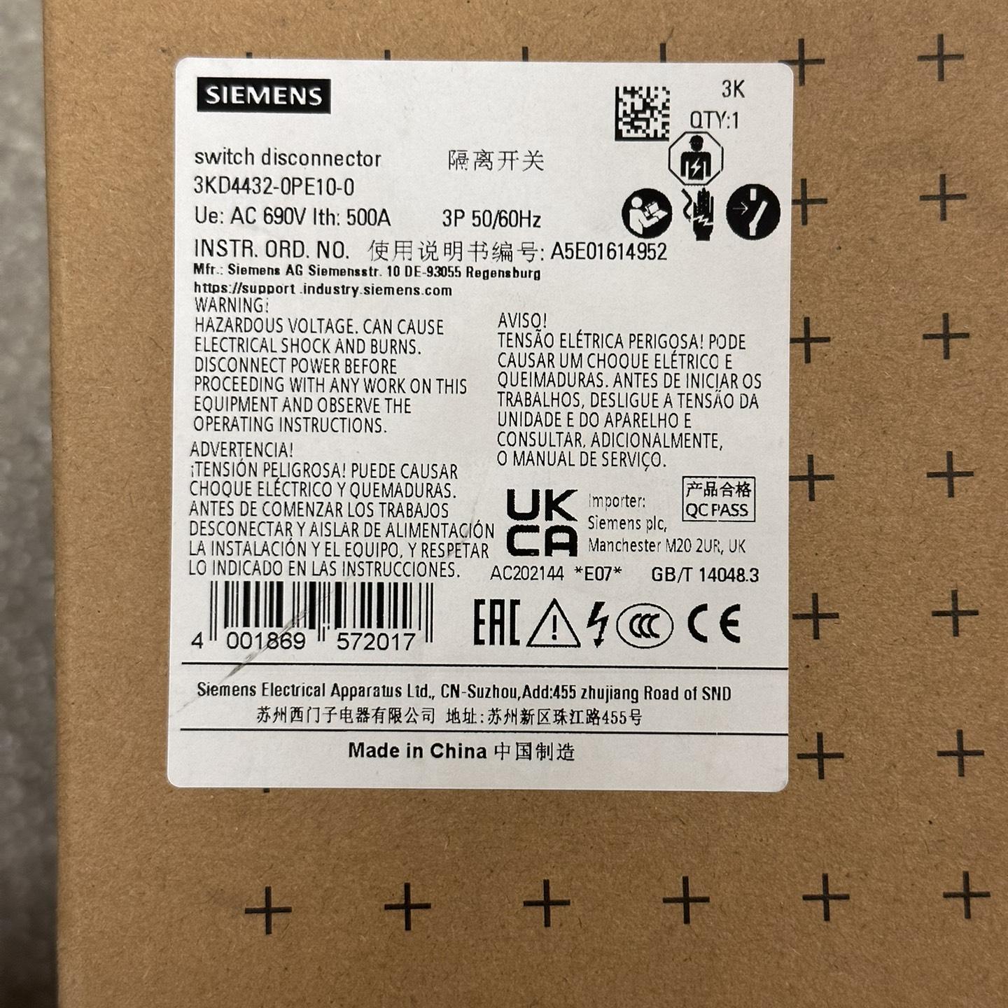 3KD4432-0PE10-0西门子隔离开关