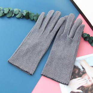 开车骑车户外可爱防寒春秋冬天 弹力触屏短款 春季 手套女士德绒薄款