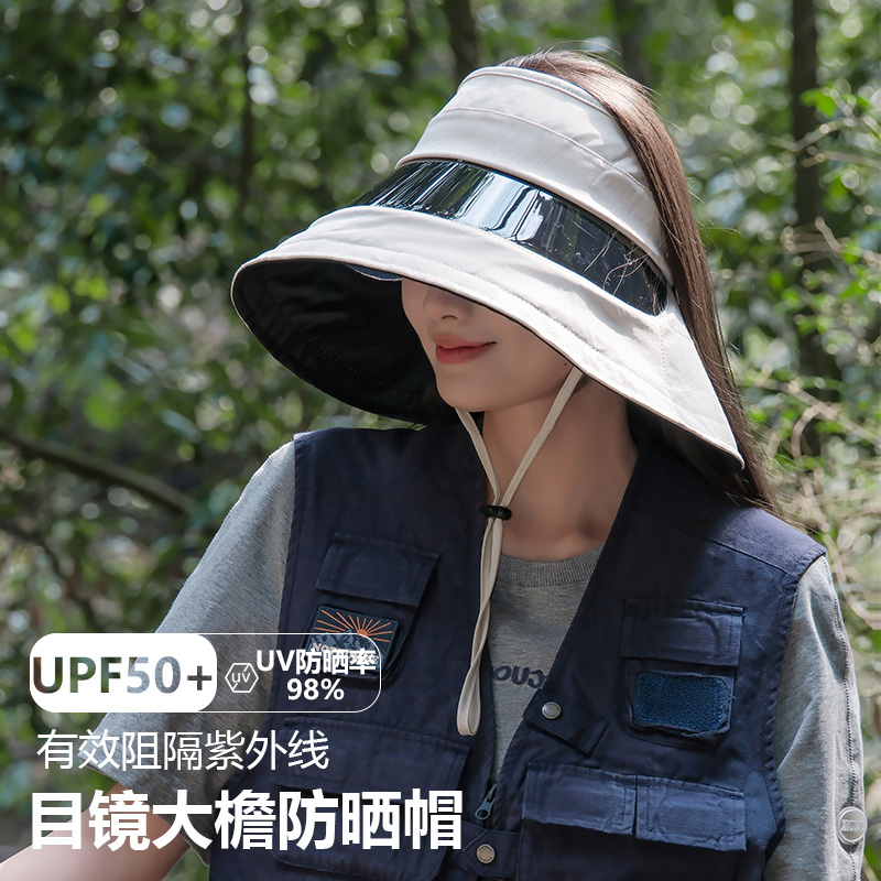 环绕式大檐全包围防晒空顶遮阳帽女夏季医美修复户外骑行面罩全脸