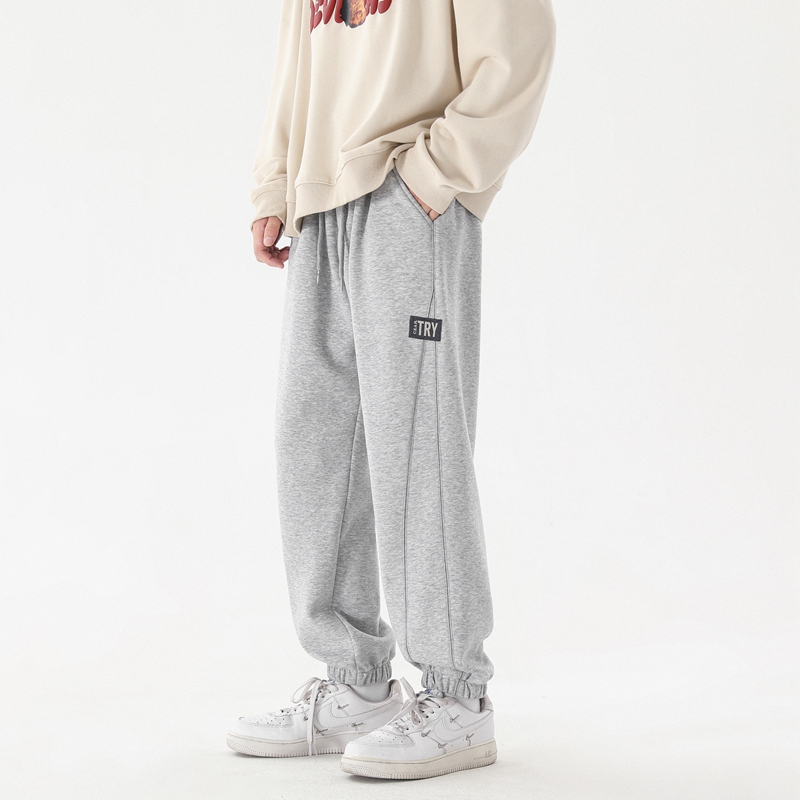 美式复古立体腰四季休闲运动长裤男宽松小脚卫裤潮牌束脚裤