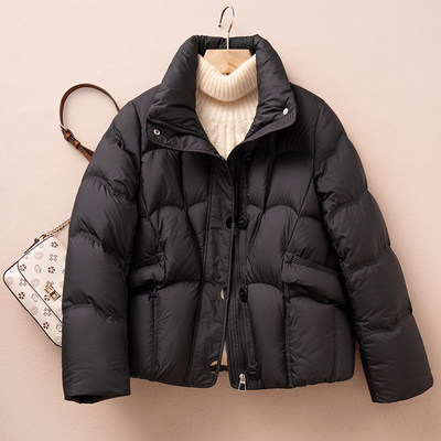 酷尚中年妈妈羽绒服女款2025新款小个子冬季黑色短款羽绒外套爆款