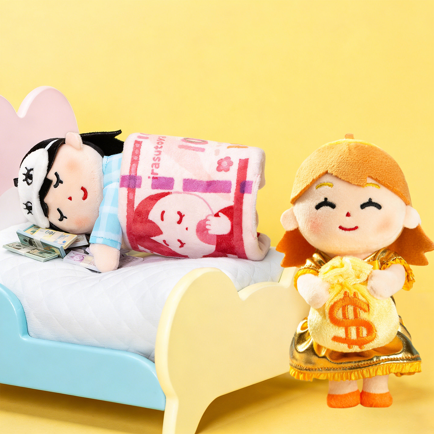 钱辈请和我交往盲盒毛绒挂件irasutoya插画小人玩偶娃岛联萌前辈