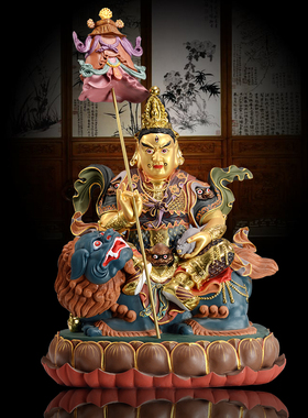 尼泊尔彩绘密宗佛摆件财宝天王