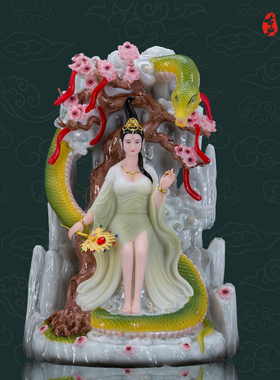 汉白玉保平安家用生肖蛇摆件