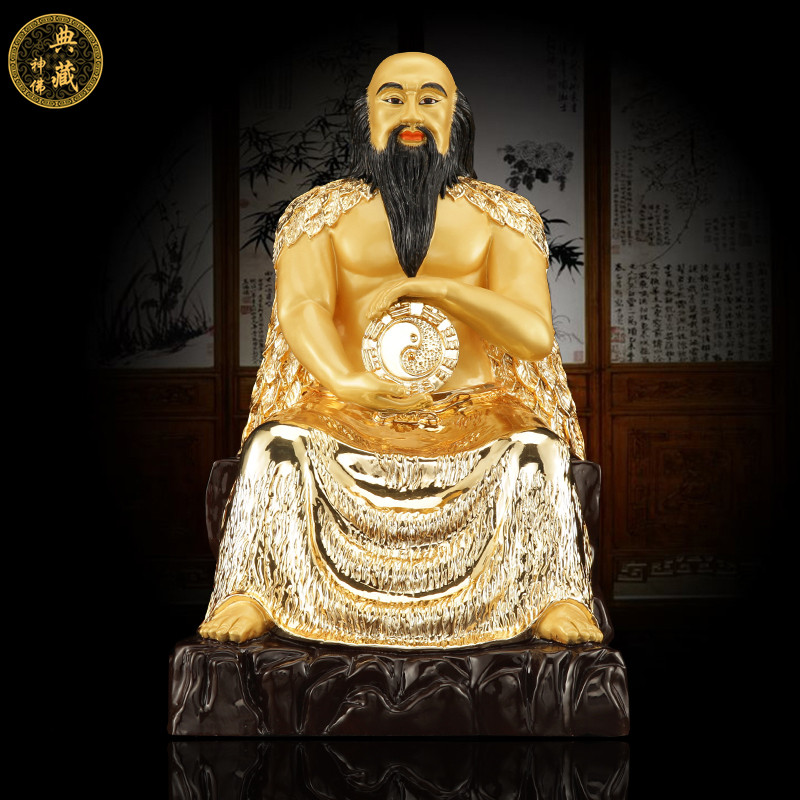 伏羲大帝神像台湾铜鎏金人文始祖像家用供奉摆件创世八卦祖师神像