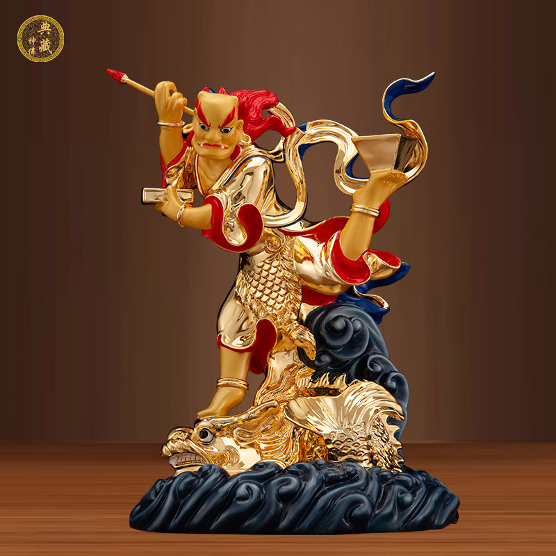 纯铜鎏金神像风水魁星踢斗