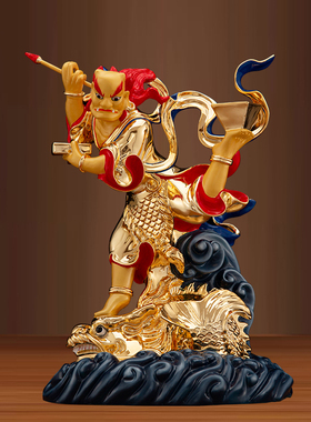 纯铜鎏金神像风水魁星踢斗
