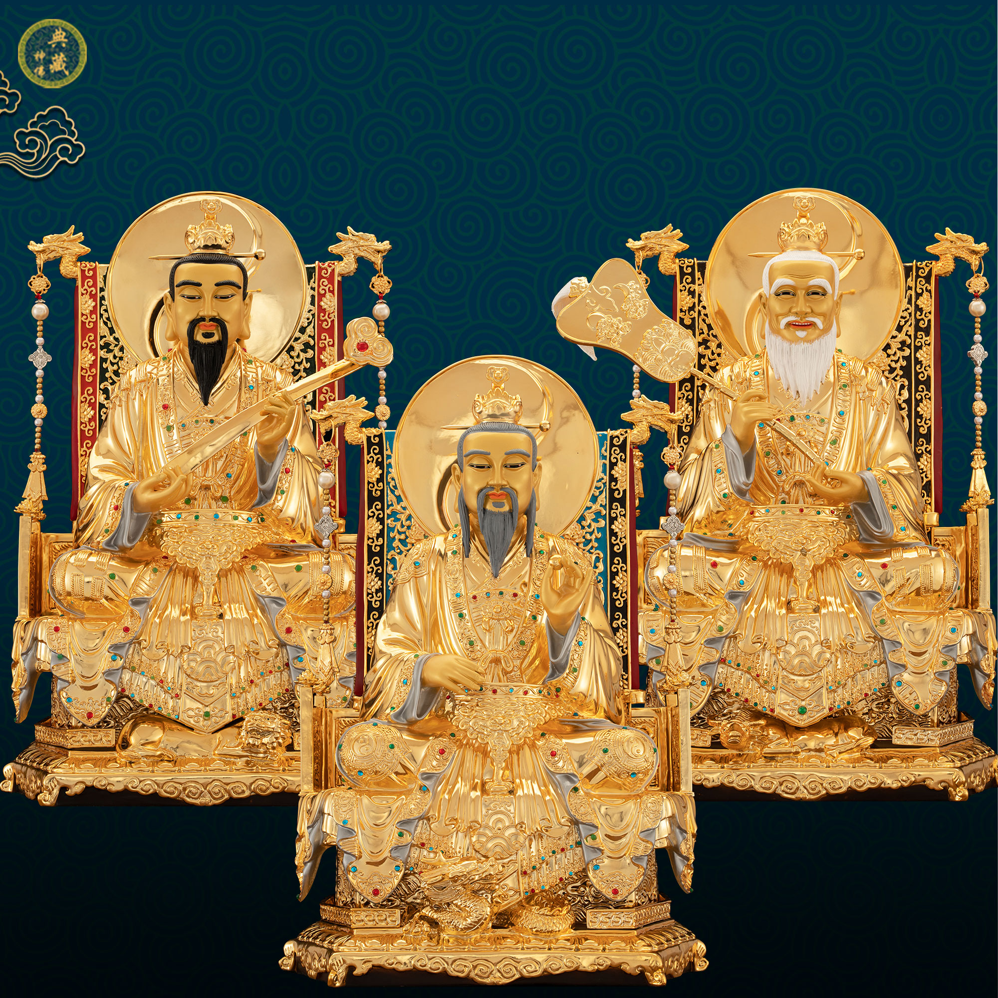 黄铜中式客厅三清道祖神像