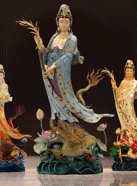 家用站立观音铜像黄铜祝福