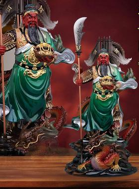 典藏黄铜站龙关公神像关二爷像武财神立刀托宝关公像居家供奉摆件