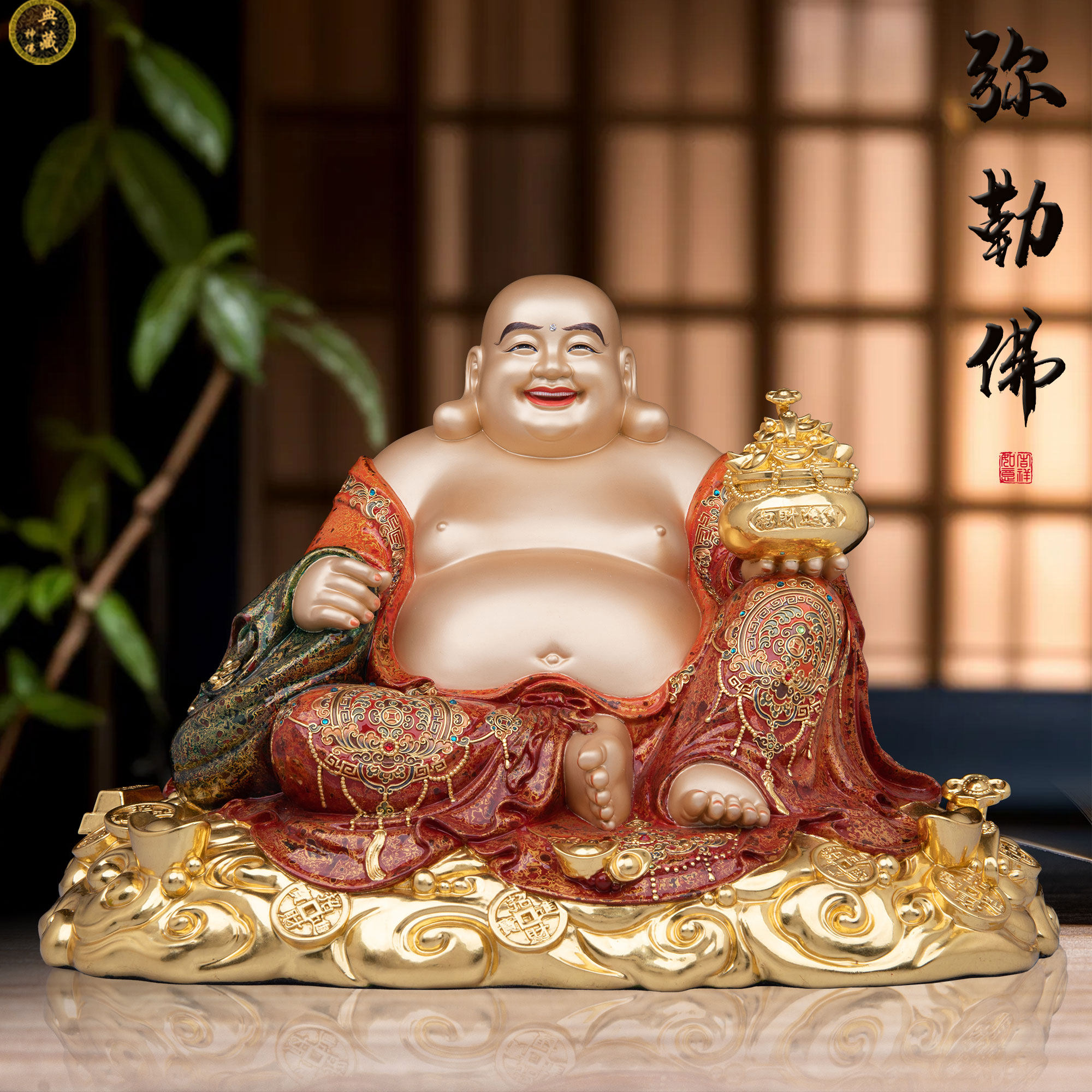 弥勒佛像古法大漆工艺佛堂摆件