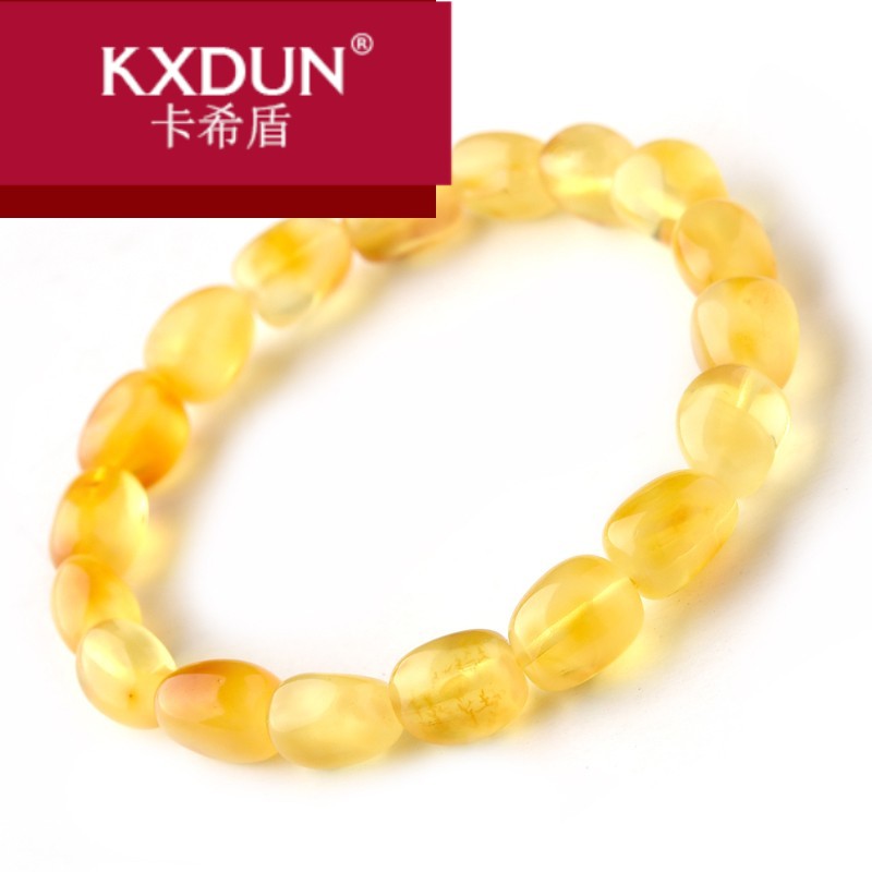 KXDUN/卡希盾鸡油黄老蜜桶珠手链琥珀原石手 NB0421