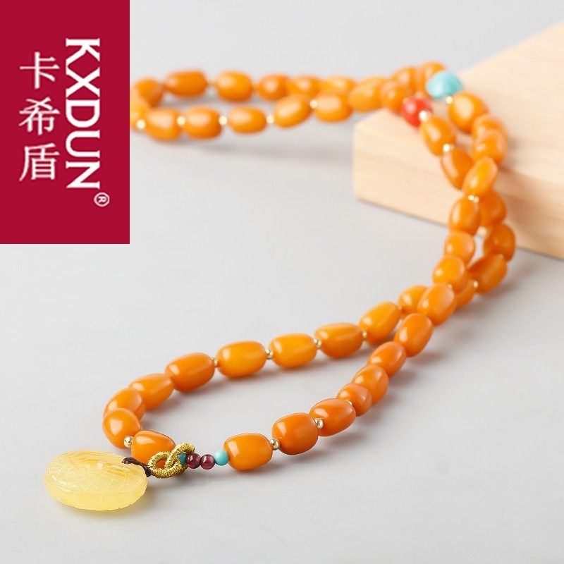 KXDUN随型手串男女款鸡油黄琥珀多圈手链正品原石吊坠项链gs0826