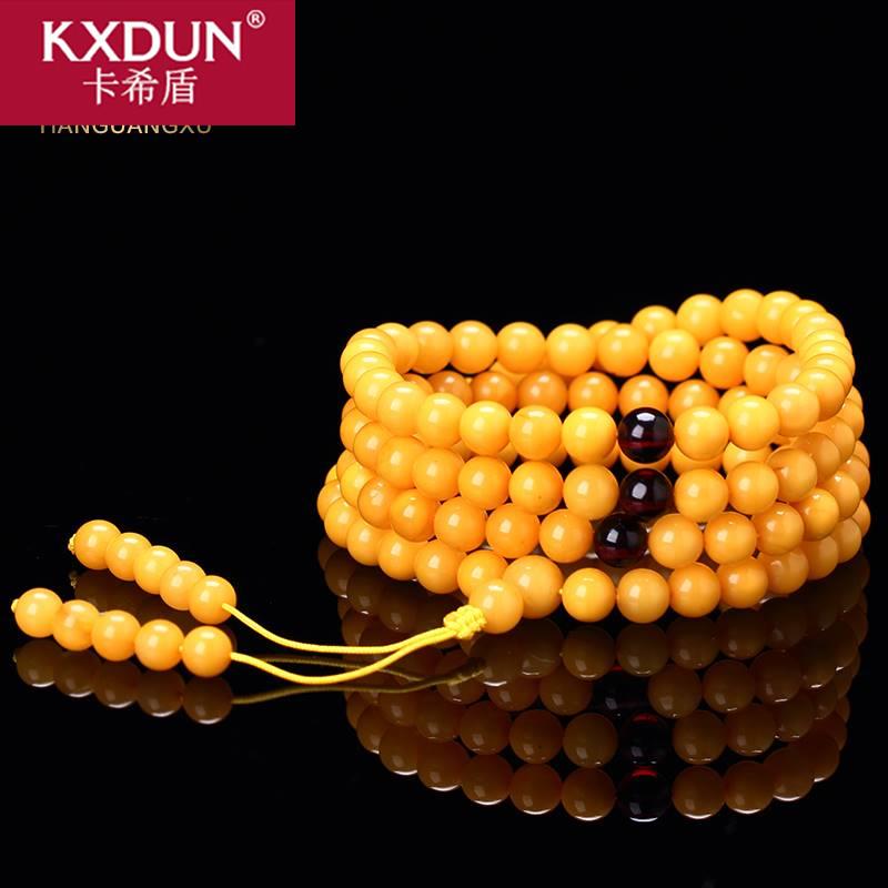 卡希盾高精老蜜蜡手串108颗多层手链天然琥珀手串女款佛珠T0526