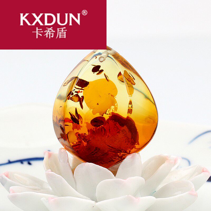 KXDUN/卡希盾渐变水滴形吊坠琥珀蜜蜡金珀原石毛衣链项链饰gs0407