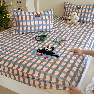 A类全棉磨毛床笠三件套被套四件