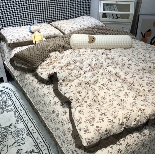 全棉豆豆被四件套法式可机洗