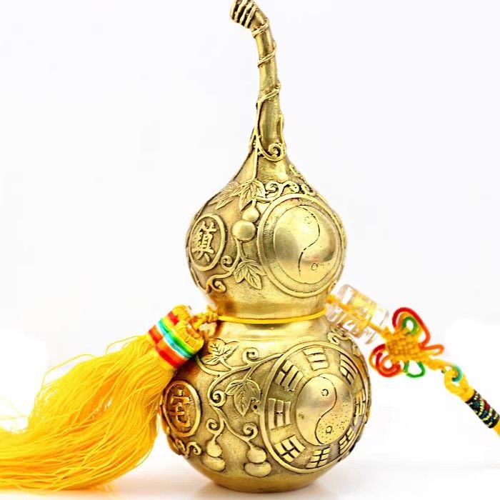 百草明咒六字真言铜葫芦石葫芦挂件黑白六字大明咒大号款天医葫芦