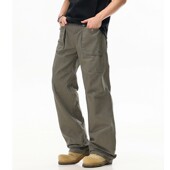 GBXM美式 裤 潮流多口袋休闲裤 子男女高街潮牌直筒阔腿宽松褶皱工装