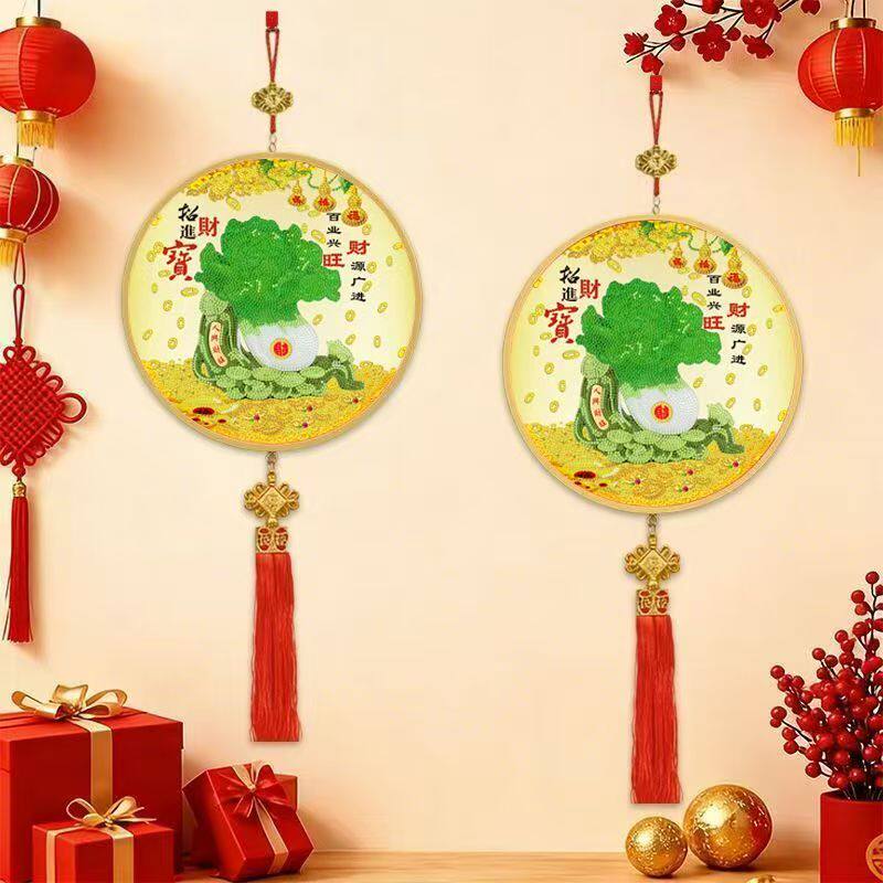 钻石画满钻百财纳福招财进宝玄关十字绣钻石绣玉白菜葫芦客厅福禄