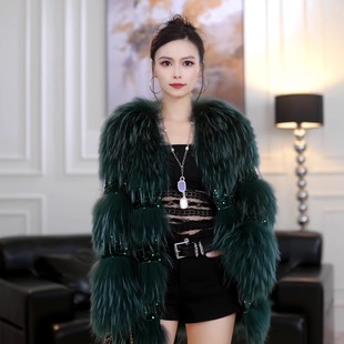冬中长款 FLH皮草 渐变貉子毛皮草外套宽松版 年轻款 女 纸醉金迷
