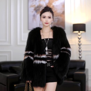 女 简约网红爆款 2025秋冬新款 进口狐狸毛双面编织皮草高端大气时尚