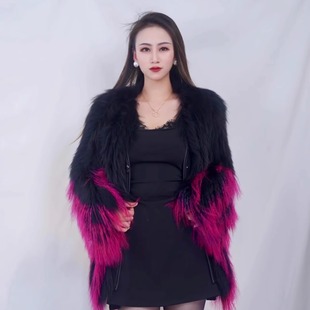 2025新款 貉子毛车条皮草外套女滩羊毛不规则洋气气质 夜幕巴黎