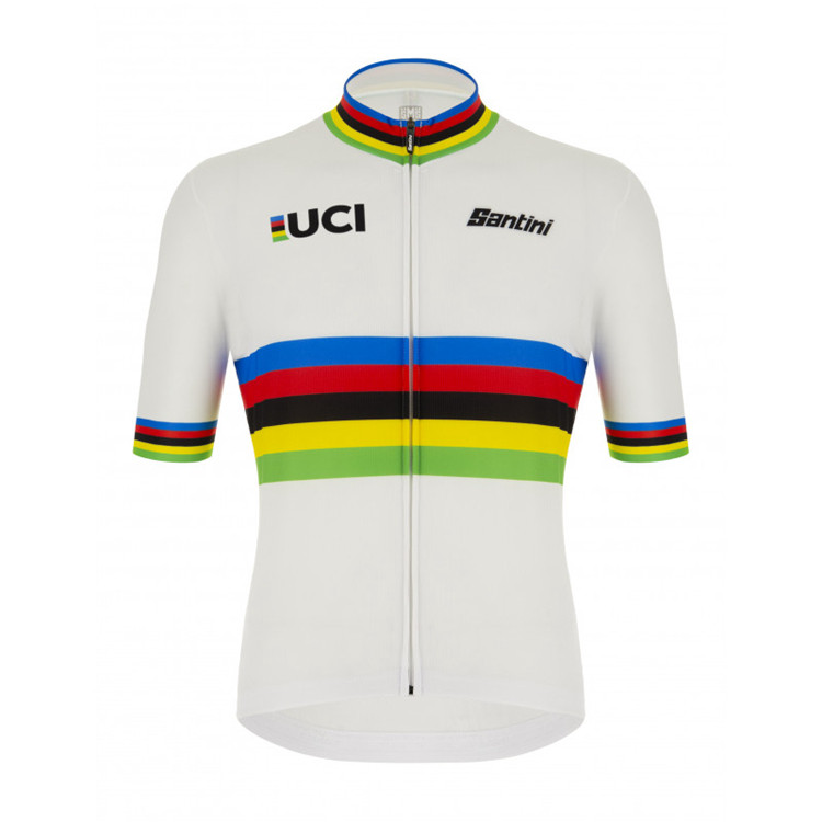 SANTINI UCI自行车世界冠军彩虹衫短袖骑行服 上衣 背带短裤 内衣