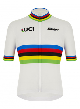 SANTINI UCI自行车世界冠军彩虹衫短袖骑行服 上衣 背带短裤 内衣