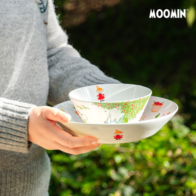 姆明骨瓷餐具可爱卡通碗盘碟套装