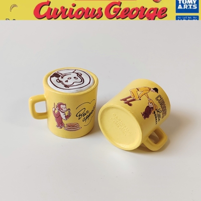 现货正版散货多美TOMY 猴子乔治与美食造型YUMMY咖啡杯摆件 扭蛋