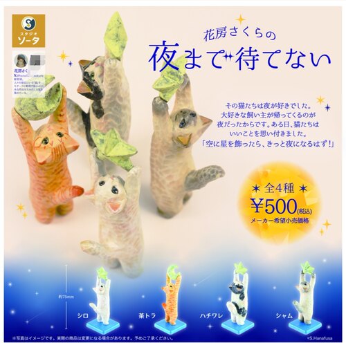 10月预 SO-TA 花房樱 等不到夜晚伸手摘星猫咪摆件日本扭蛋