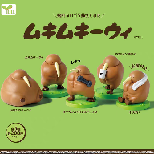 现货日本正版YELL 壮壮几维鸟扭蛋 肌肉锻炼健身创意小鸟摆件模型