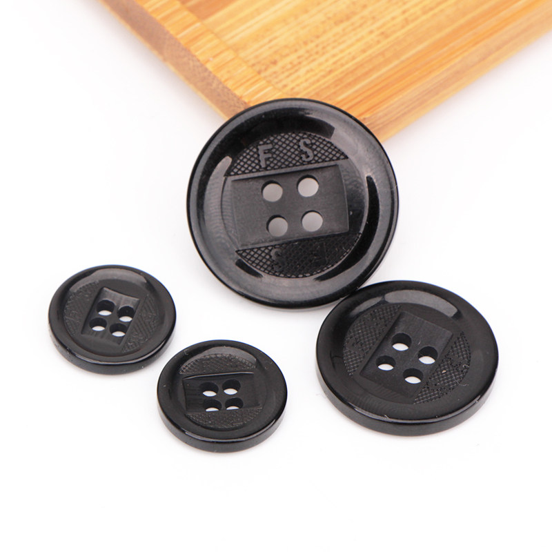 工装扣西装大衣裤子衣服纽扣工作服纽扣子黑色四眼纽扣