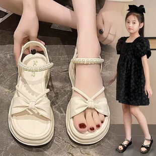 女童凉鞋 洋气公主鞋 2025新款 软底夏季 子 儿童轻便休闲沙滩鞋 女孩鞋