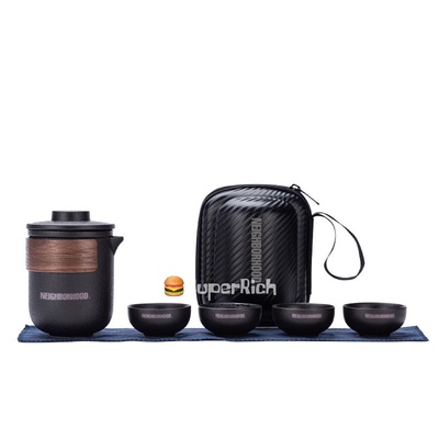 包邮nbhd陶瓷茶具套装户外露营便携功夫茶一壶四杯收纳包粗陶厚实