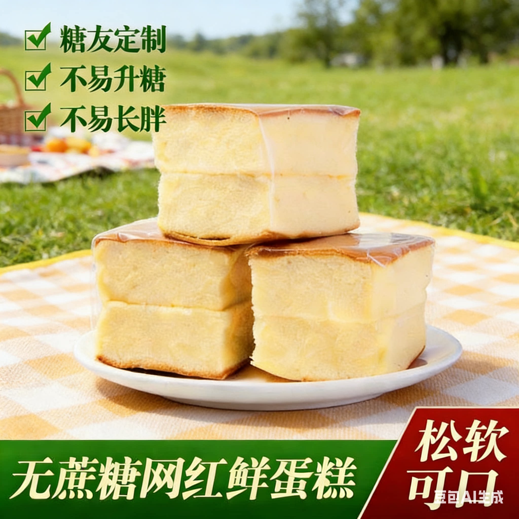 无糖精网红零食品手工鲜蛋糕纯蛋糕糖尿人老人孕妇早餐木糖醇糕点