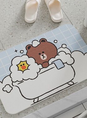 LINE FRIENDS硅藻泥舒适柔软浴室强吸水地垫脚垫卫生间防滑速干垫
