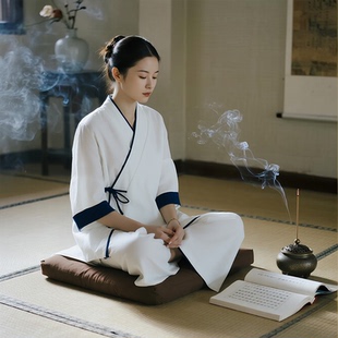 居士禅修服禅意佛系高端女装修行素衣疗愈师汉服茶服中医馆工作服
