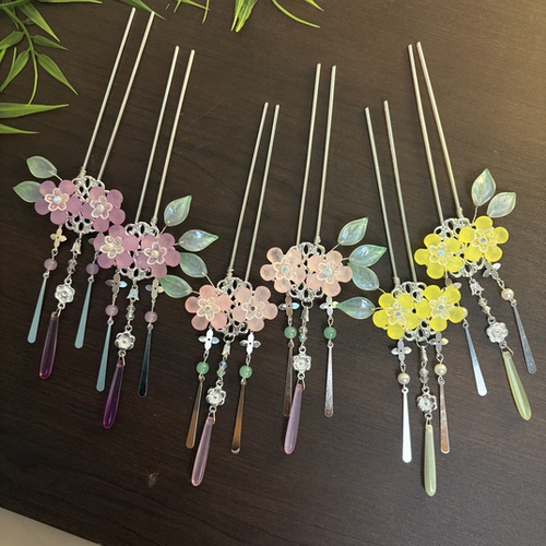 【琉花珠】古风汉服复古压鬓掩鬓发簪发钗木簪宋制发梳百搭流苏