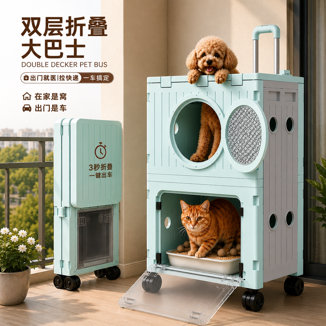 双层猫包外出便携大容量航空箱图片